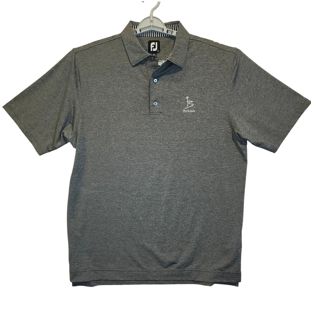 FootJoy Mens "Birkdale Golf Logo" Polo Shirt Grey Heather Short Sleeve L